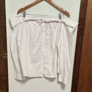 Off-Shoulder White Button Down Blouse